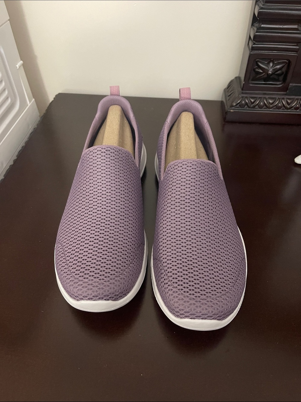 Skechers Slip-On Mesh Sneakers - Purple with White Sole